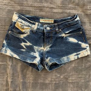 Tie dye jean shorts